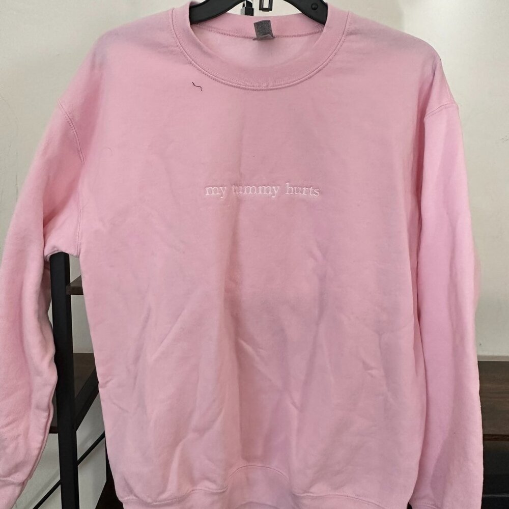 My Tummy Hurts Embroidered Crewneck Sweatshirt M